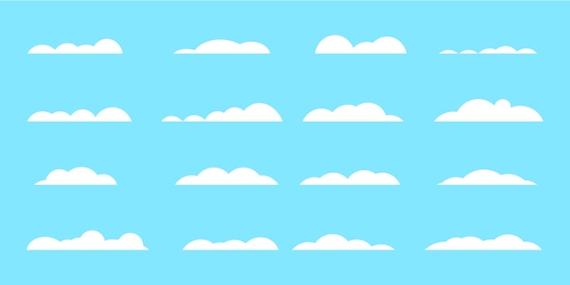 雲抽象的な白い曇りセット青い背景で隔離ベクトル図