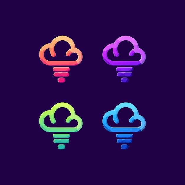 Cloud air lightning thunder day logo set