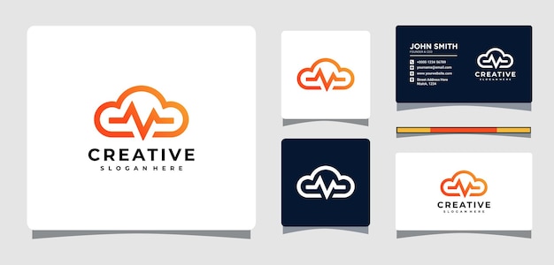 Шаблон логотипа облака и абстрактной волны с вдохновением дизайна визитной карточки
