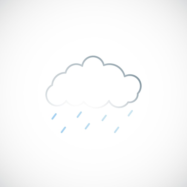 雲と雨の線アイコン シンプルな天気サイン ベクトル図