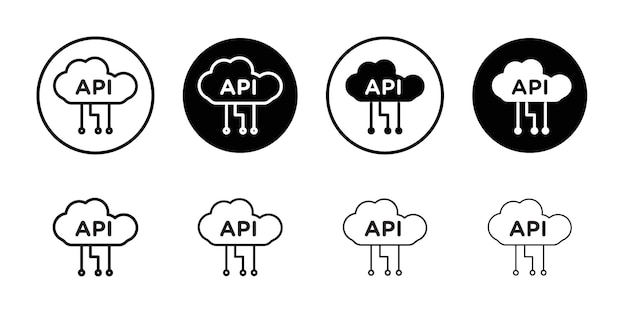 クラウド API アイコン 薄い線のフラットイラスト