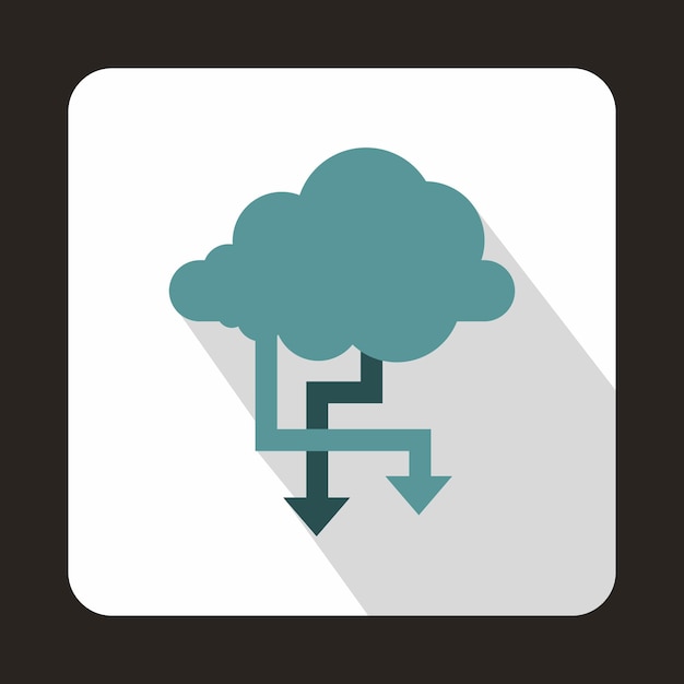 Cloud and arrows icon in flat style on a white background