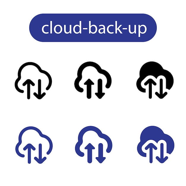 cloud back-up icoon ingesteld op witte achtergrond vector kunst illustratie gebruik voor web en app design