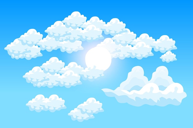 Banner e poster di vettore della decorazione dell'illustrazione del paesaggio del cielo di progettazione del fondo della nuvola