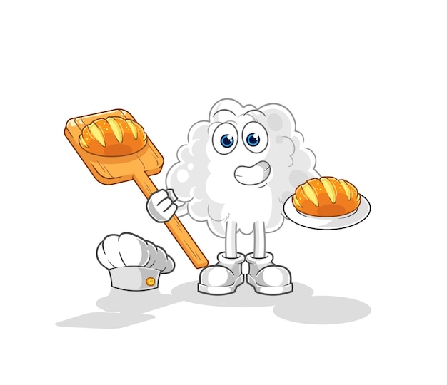 Cloud baker with bread cartoon mascot vector