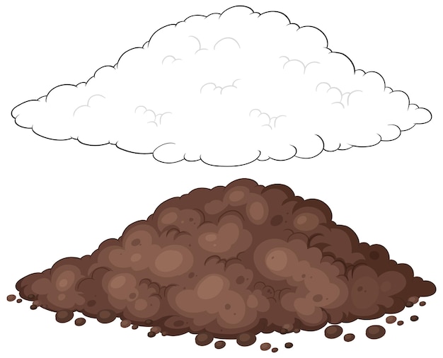 Vector cloud of bats above dirt mound