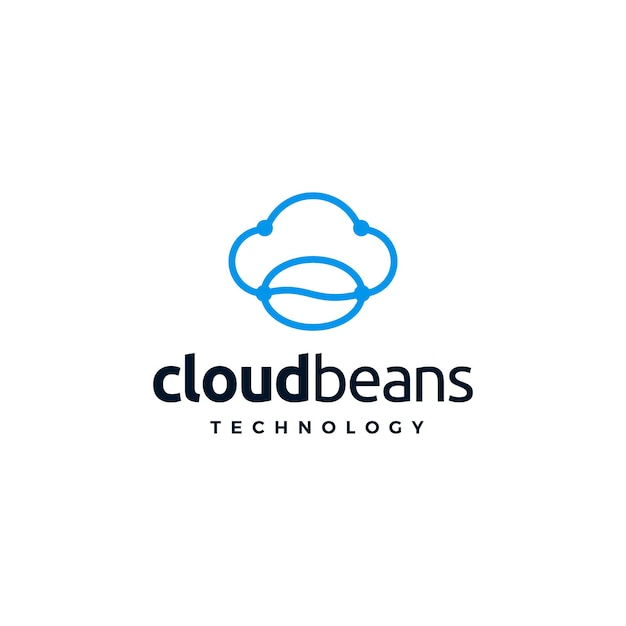 Вектор Дизайн логотипа cloud bean coffee вдохновение