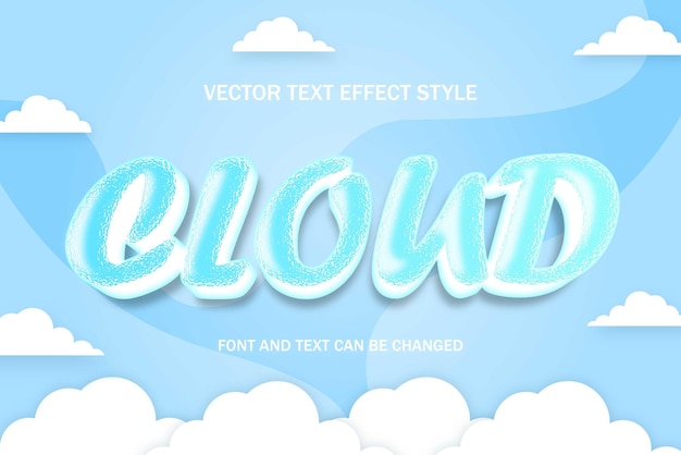 Cloud blue sky bewolkt 3d typografie bewerkbaar teksteffect lettertype stijl sjabloon achtergrondontwerp