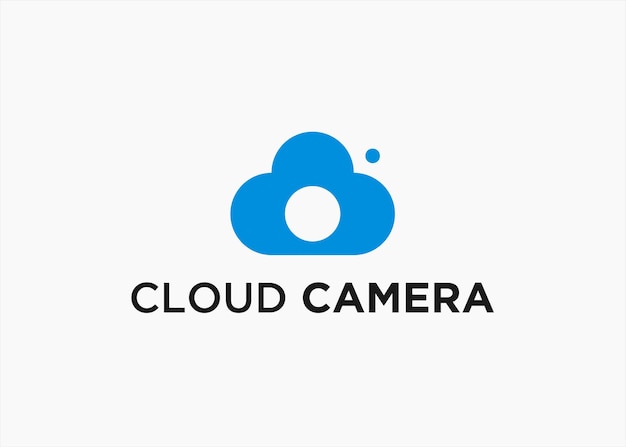 白い背景の上の雲カメラ ロゴ デザイン ベクトル図