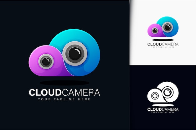 Cloud camera-logo-ontwerp met verloop