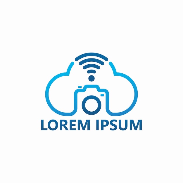 Fotocamera cloud, design del modello di logo di rete online