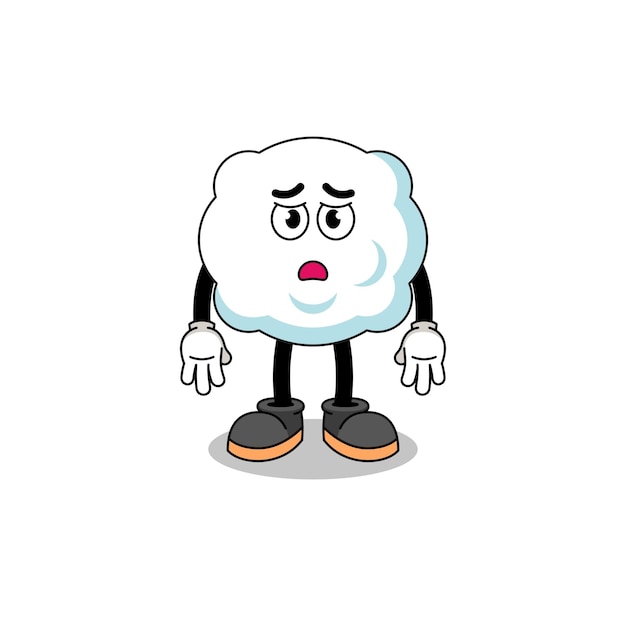 Cloud cartoon illustration with sad face