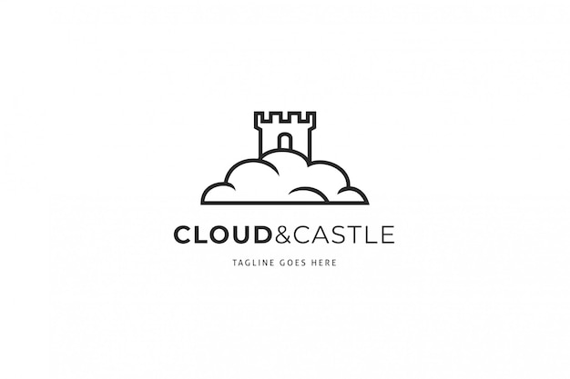 Vector cloud castle logo sjabloon