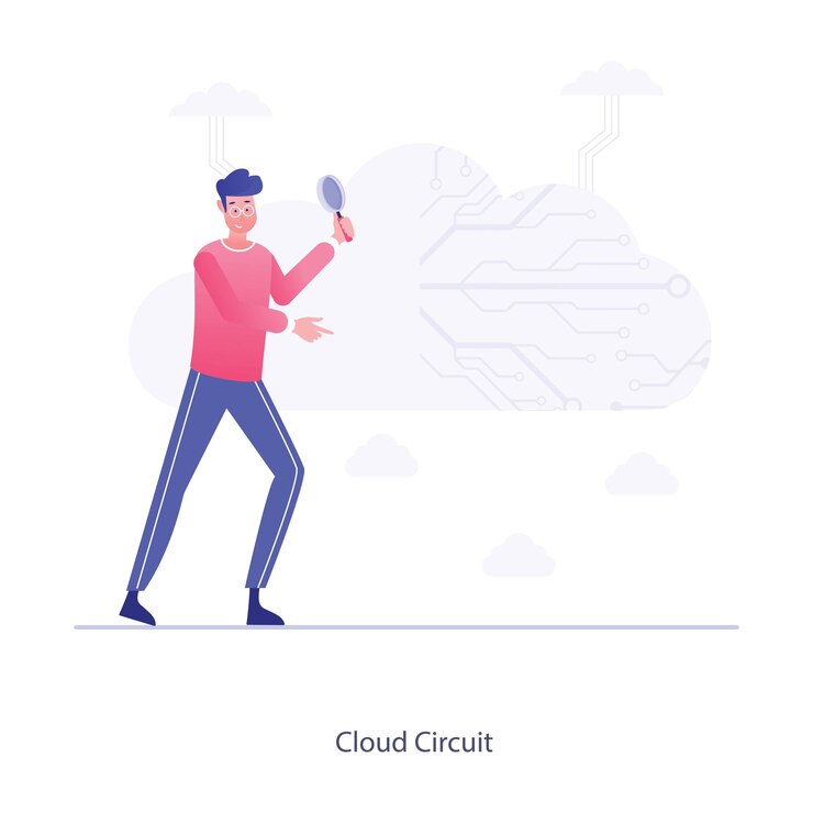 Vector cloud circuit flat vector electronic cloud design