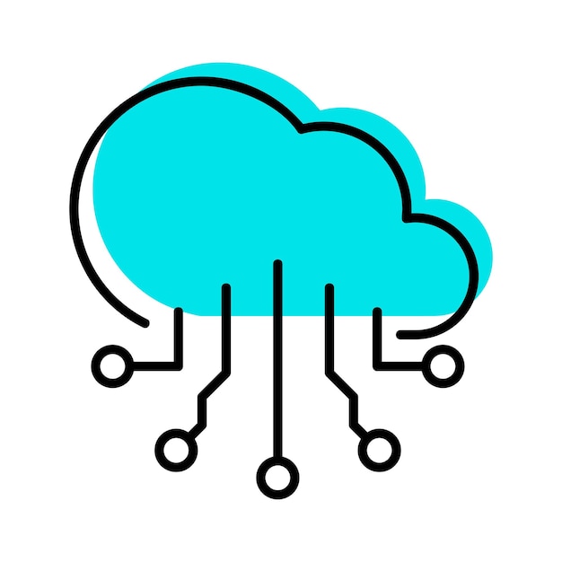 Illustrazione vettoriale dell'icona del profilo del cavo internet del circuito cloud