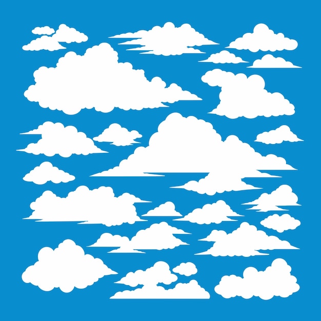 Cloud clipart vector set flat design collection