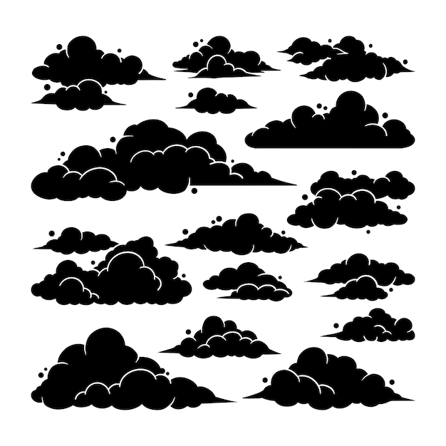 Vettore cloud clipart set vettoriale flat design collection