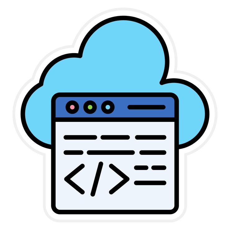 Vector 클라우드 코딩 아이콘 터 이미지는 컴퓨터 프로그래밍에 사용할 수 있습니다.