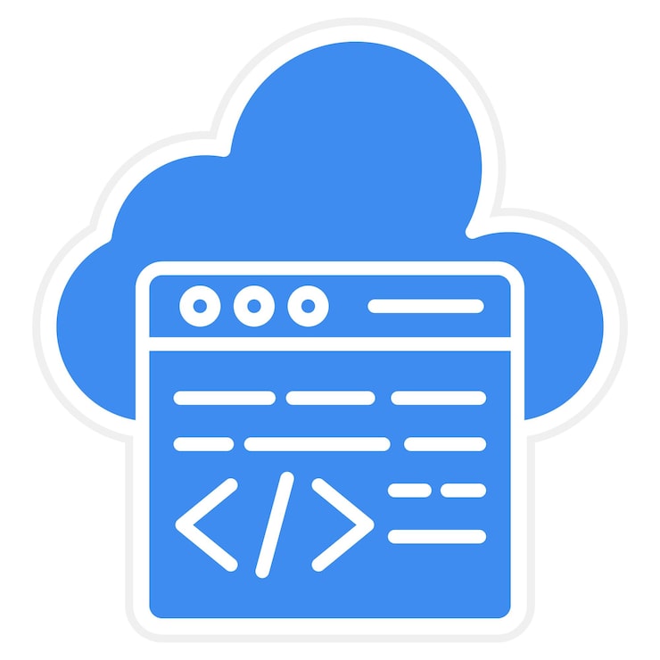 Vector 클라우드 코딩 아이콘 터 이미지는 컴퓨터 프로그래밍에 사용할 수 있습니다.