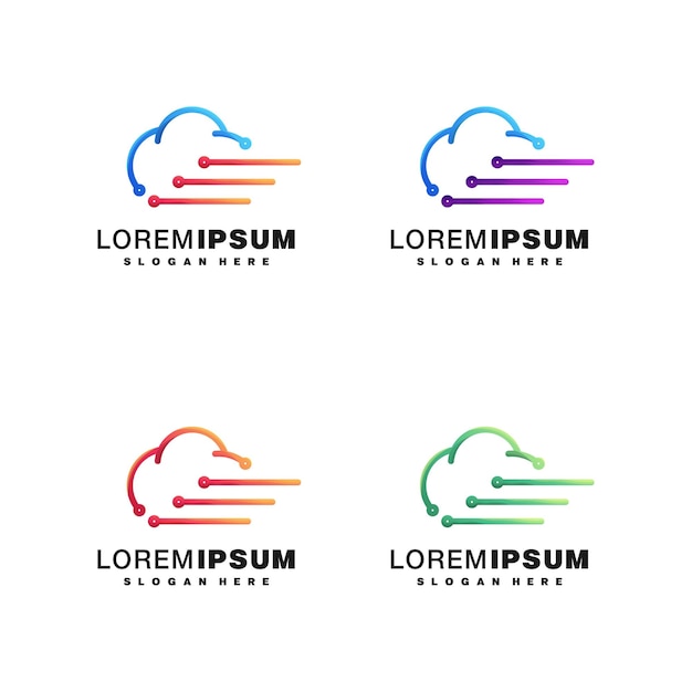 Cloud colorful logo design set