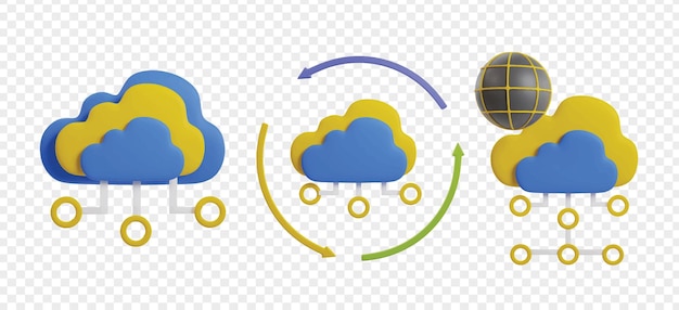 Clipart di icone 3d per il cloud computing