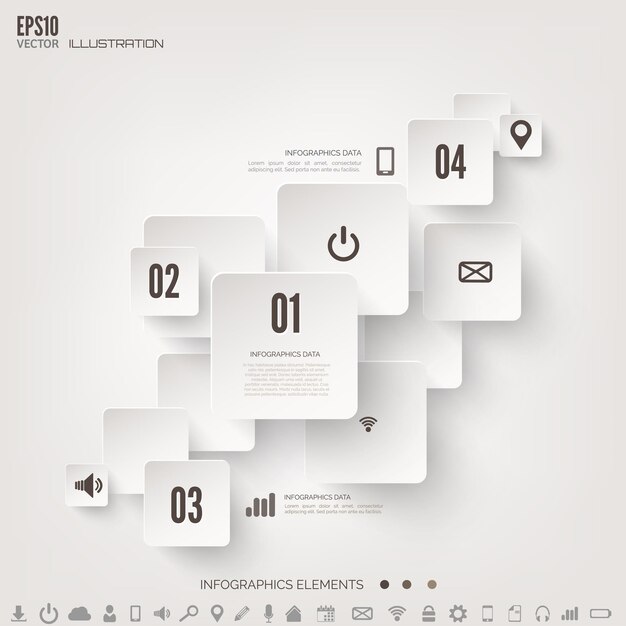 Cloud computing achtergrond met web iconen sociale netwerk mobiele app infografische elementen
