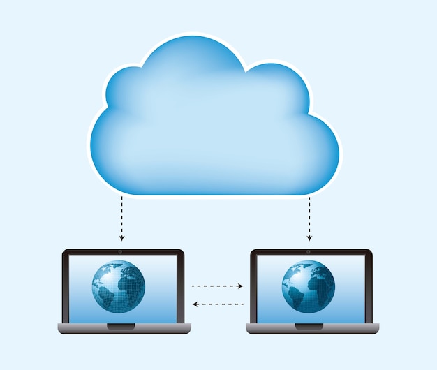 Cloud computing su sfondo blu illustrazione vettoriale