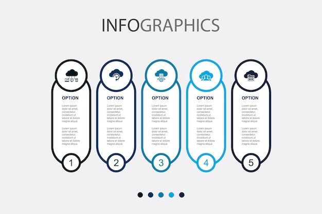 Cloud computing Cloud Backup cloud platform public cloud Cloud application icons Infographic design template Creative concept with 5 steps