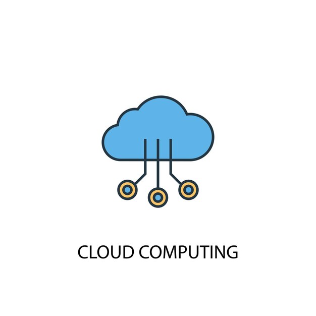 Cloud Computing concept 2 gekleurde lijn pictogram Eenvoudige gele en blauwe element illustratie Cloud Computing concept schets symbool ontwerp