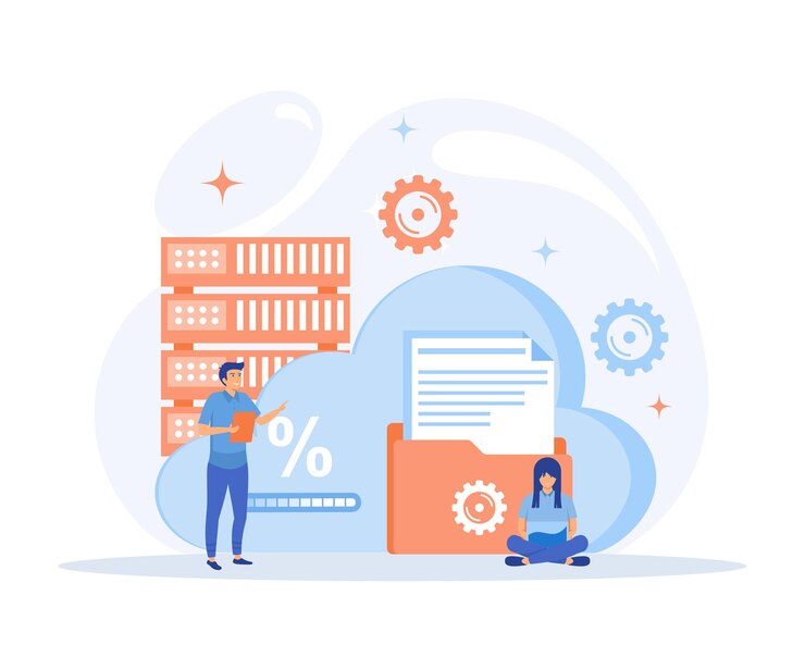 Vector cloud computing concept data center file management cloud storage flat vector modern illustration