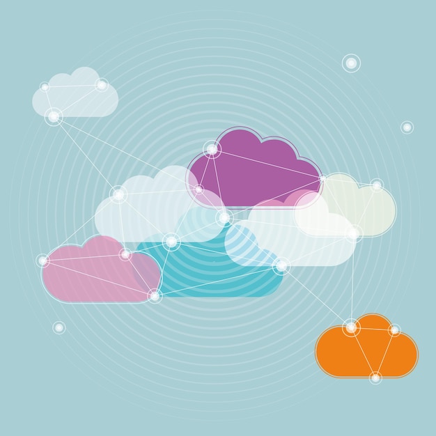 Cloud computing concept design. The background is blue.