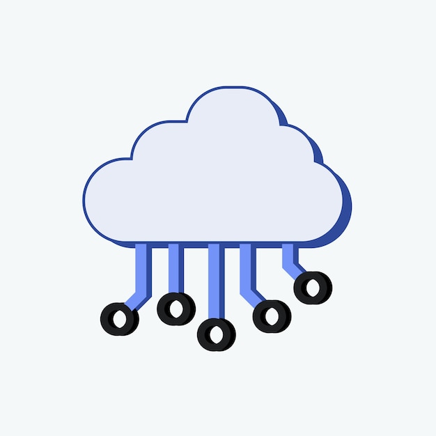 cloud computing concept icon with circuit illustration vector