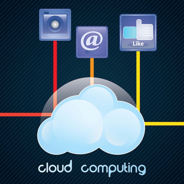 Concetto di cloud computing con icone illustrazione vettoriale