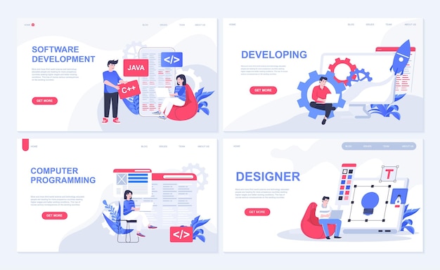 Cloud computing concept with people situations mega set in flat web design bundle scenes of cloud technology data storage hosting vector illustrations for social media banner marketing material