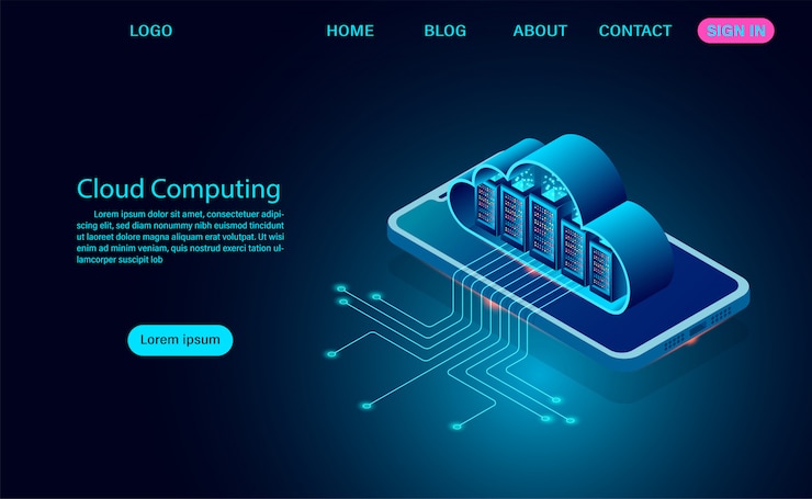 Vector cloud computing concept.