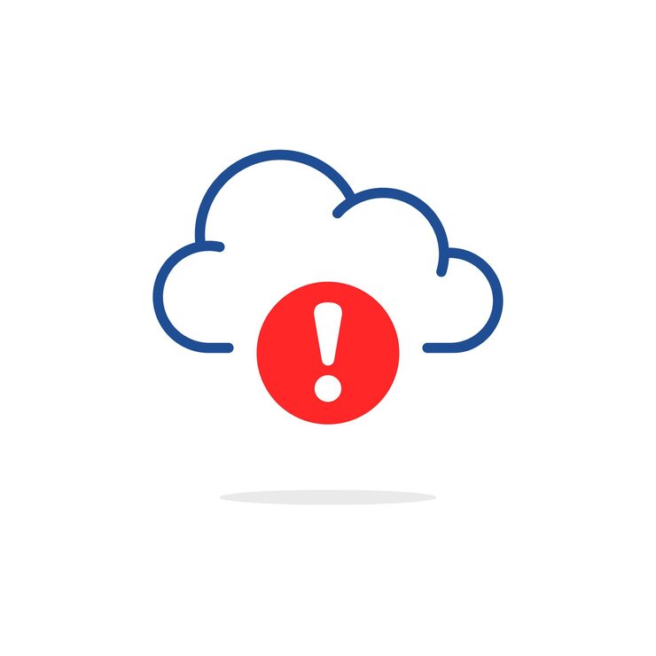 Vector cloud computing error icon like data issue simple linear trend modern graphic disconnection logotype design web element isolated on white background concept of broken communication with database