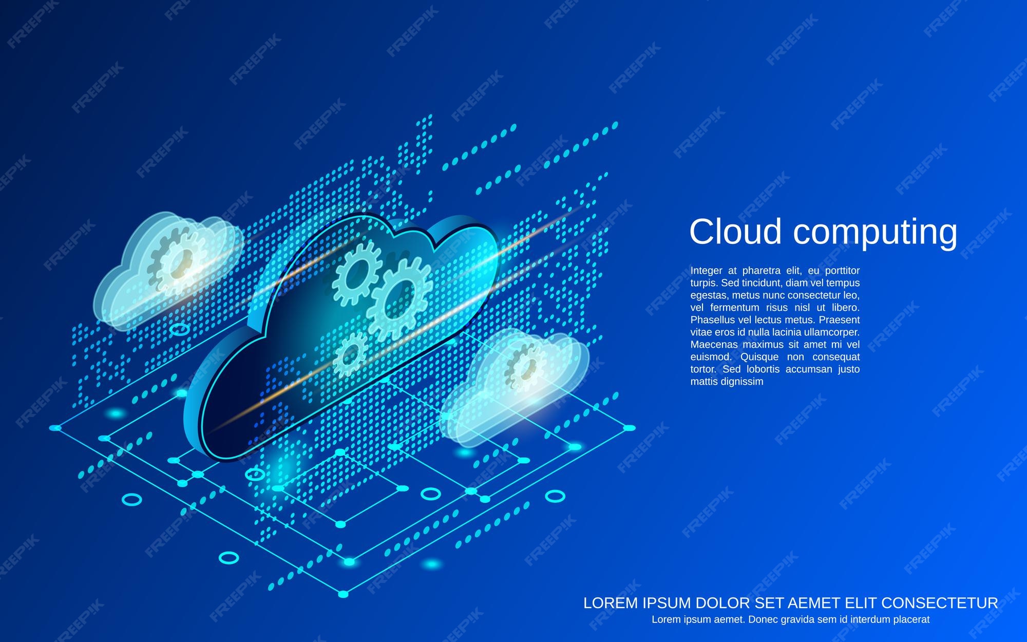 Premium Vector | Cloud computing flat isometric vector concept illustration