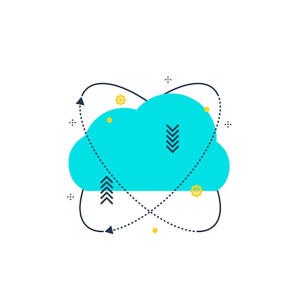  Cloud computing flat line illustration