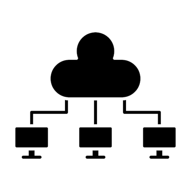 クラウド コンピューティング グリフ ソリッド ブラックの図