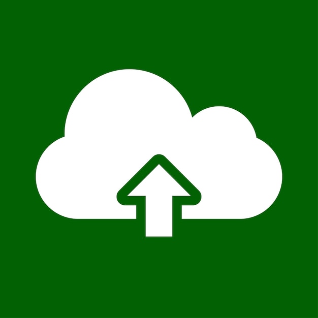 cloud computing icon on green background. Upload file icon.