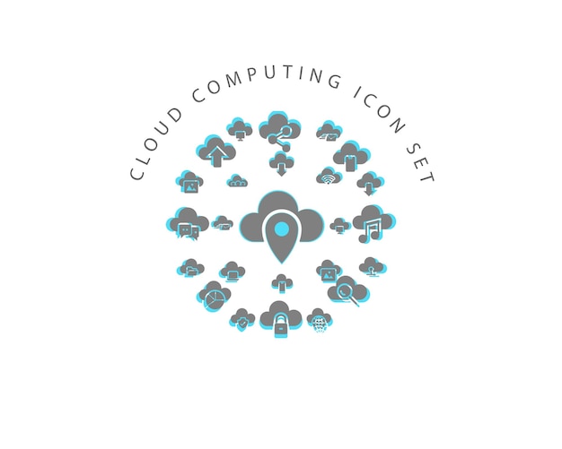 Cloud computing icon set design