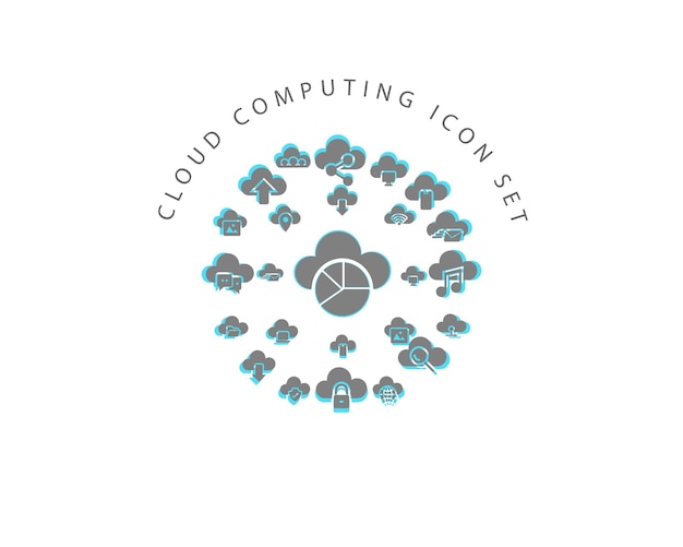 Cloud computing icon set design