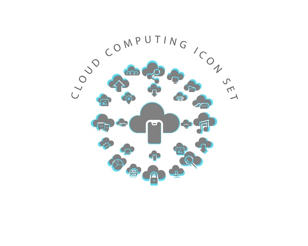 Cloud computing icon set design