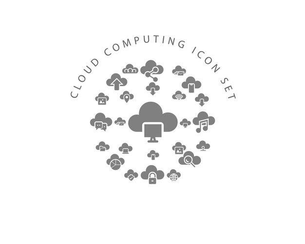 Vector cloud computing icon set design