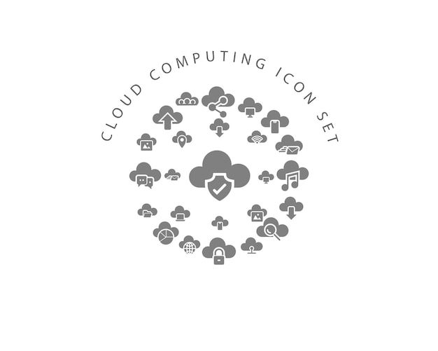 Vector cloud computing icon set design