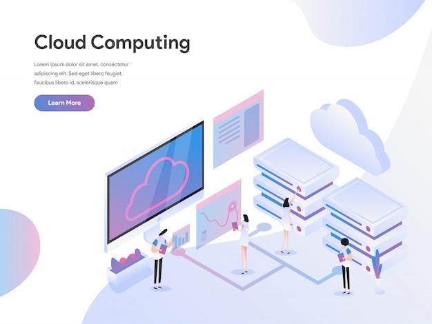 Cloud Computing Isometric Illustration Concept