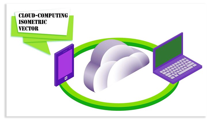 Vector cloud computing isometric vector
