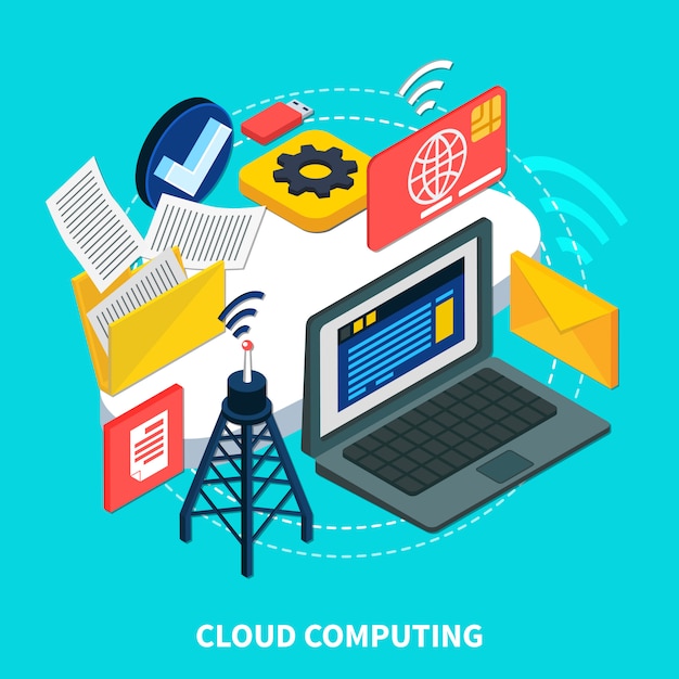 Cloud computing isometrische concept