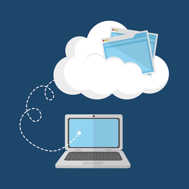 Vettore cloud computing laptop web hosting design