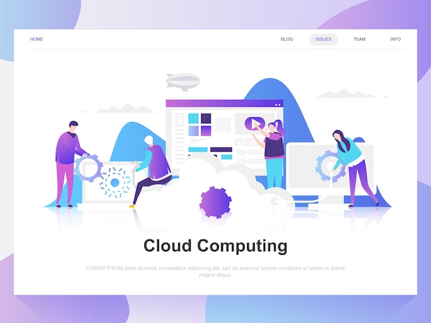 Cloud computing moderne platte ontwerpconcept.